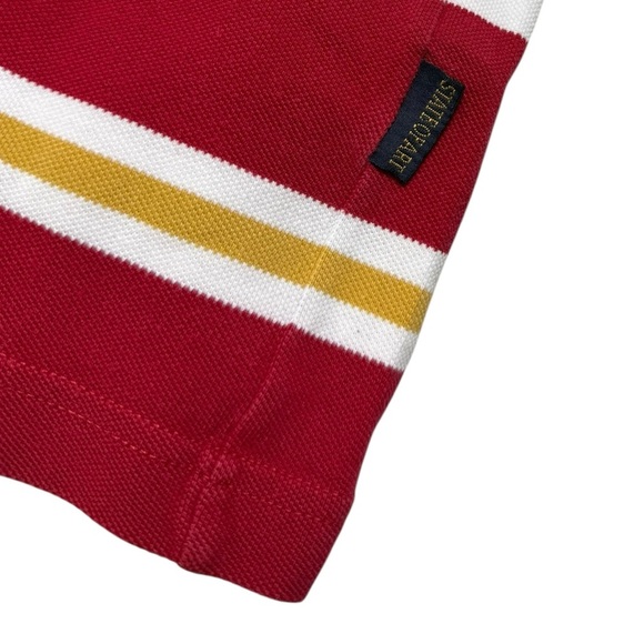 Vintage 90s State of the Art Striped Polo Shirt Size Large Cotton Short Sleeve - Picture 2 of 7